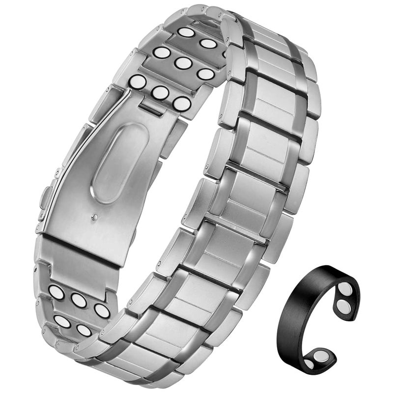 Cigmag Magnetic Bracelet Men Ultra Strength Magnet Pure Titanium Three Row with Adjustable Tool & Present Box
